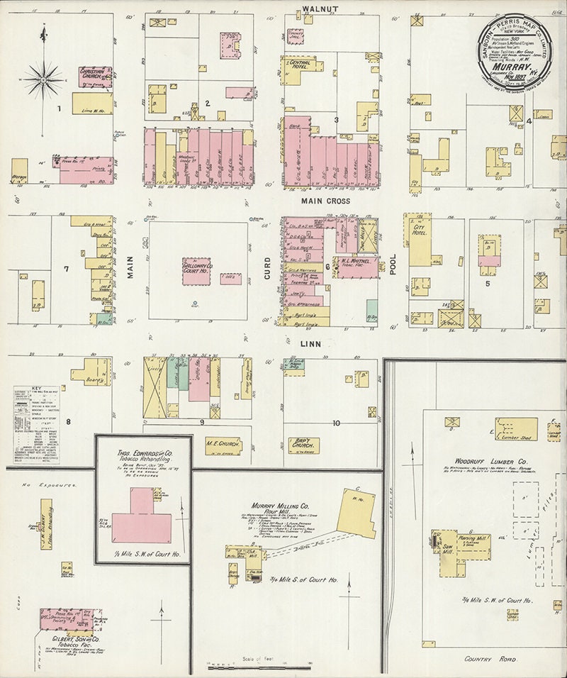 1897 Map of Murray Calloway County Kentucky