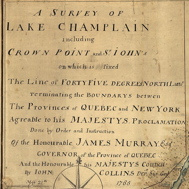1765 Map of Lake Champlain New York