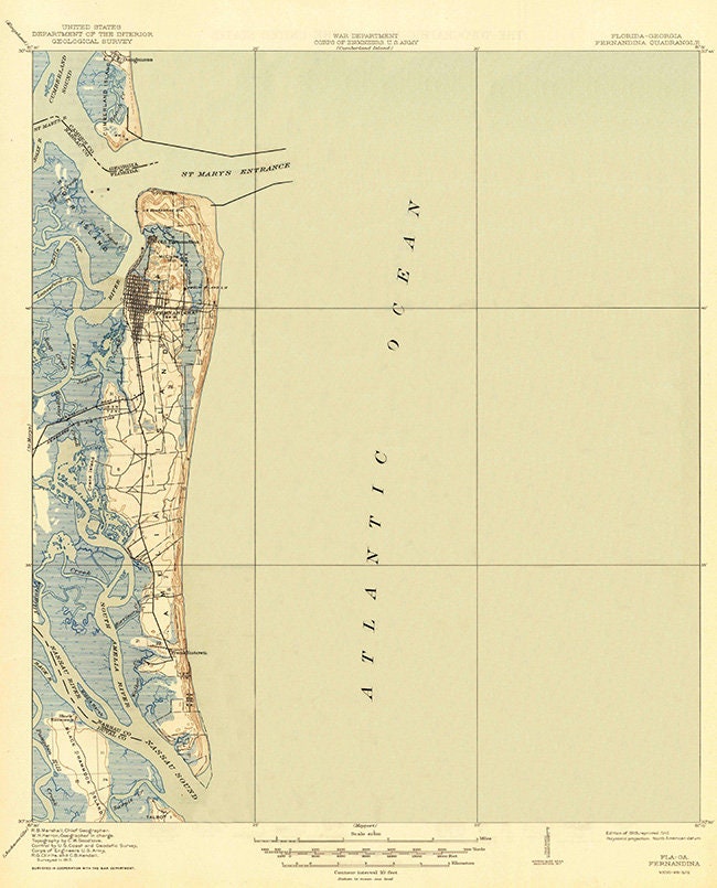 1919 Map of Fernandina Beach Quadrangle