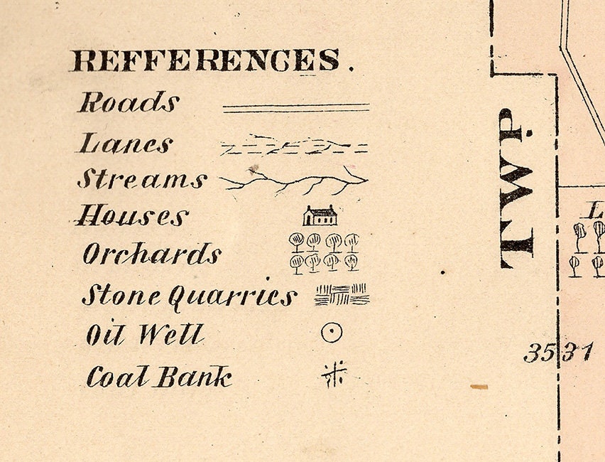1877 Map of Highland Smithland & Mt Pleasant Clarion County Pa