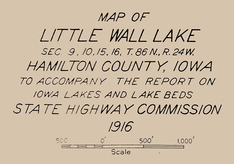 1916 Map of Little Wall Lake Hamilton County Iowa