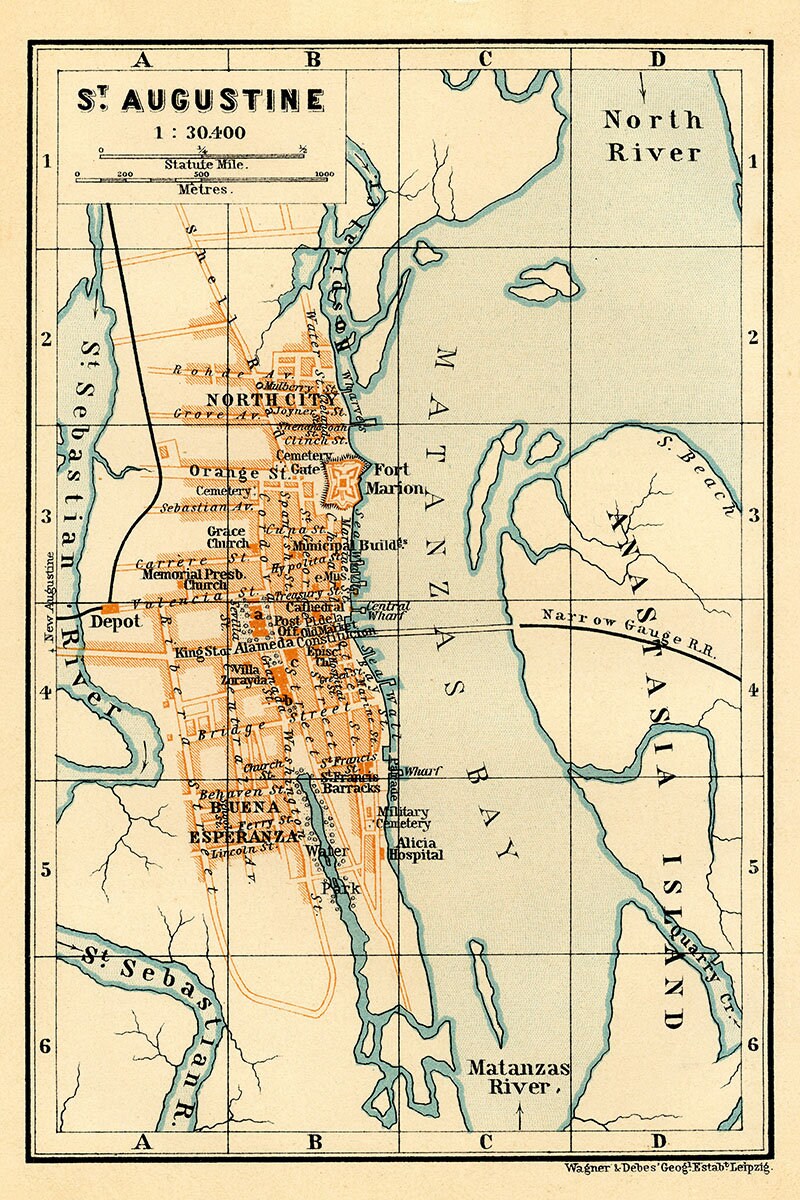 1904 Map of Saint Augustine Florida