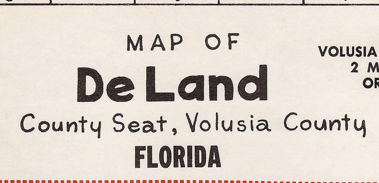 1950s Map of DeLand Volusia County Florida