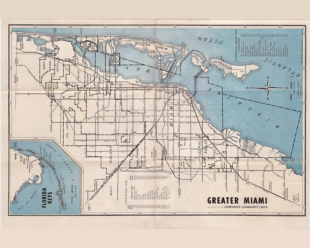 1952 Map of Miami Florida