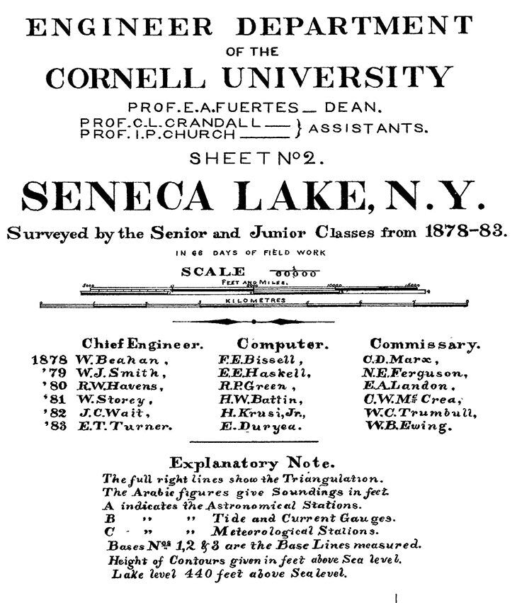 1878 Nautical Map of Seneca Lake New York