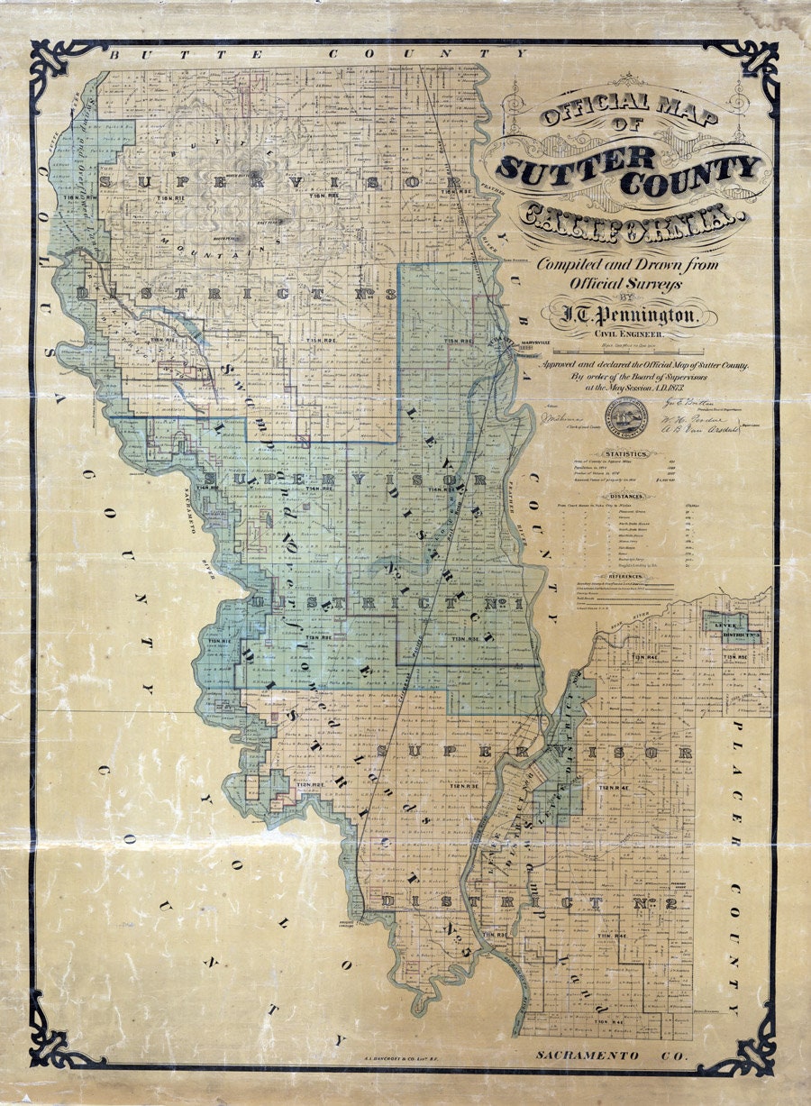 1873 Map of Sutter County California