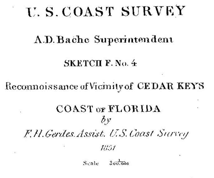 1851 Nautical Map of Cedar Keys Florida