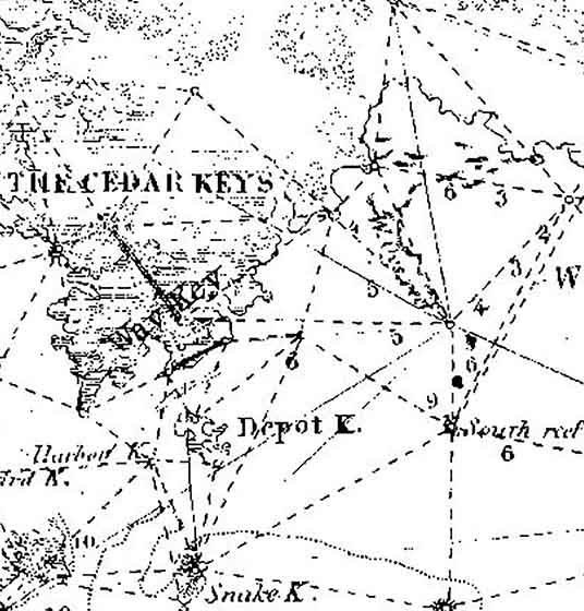 1851 Nautical Map of Cedar Keys Florida