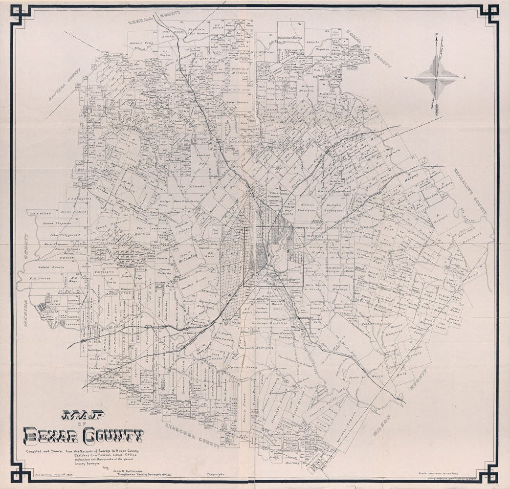 1887 Farm Line Map of Bexar County Texas