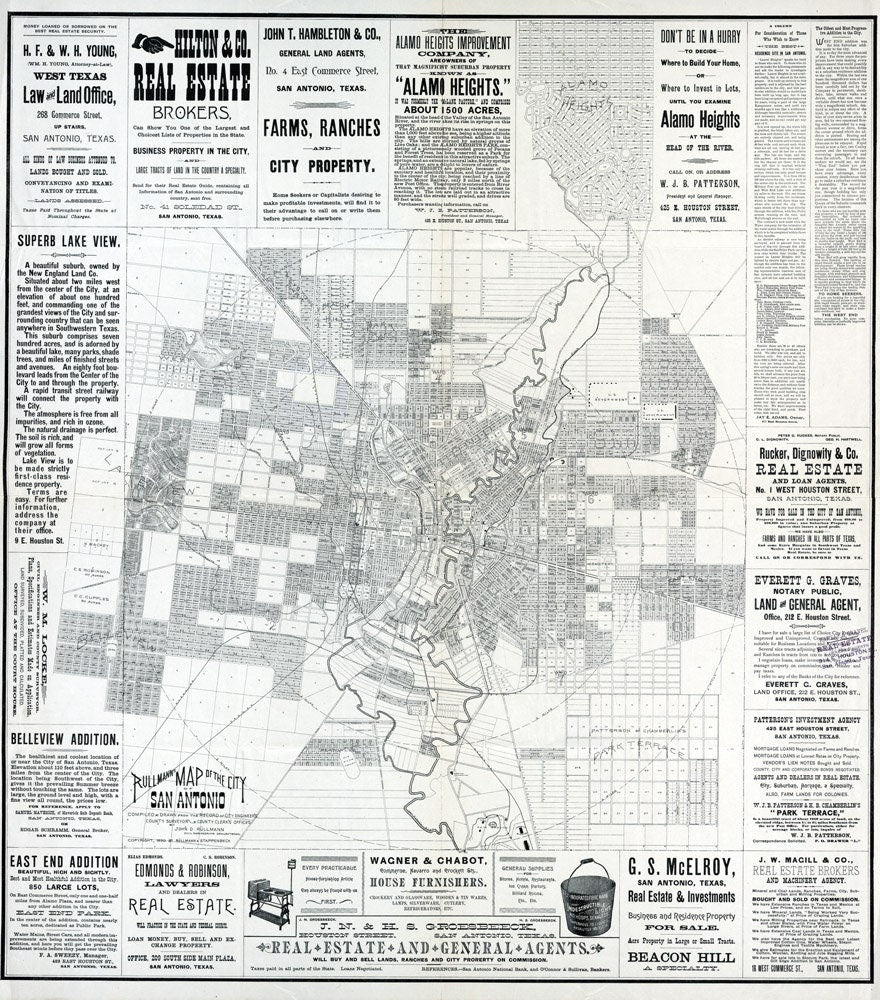 1890 Map of San Antonio Texas
