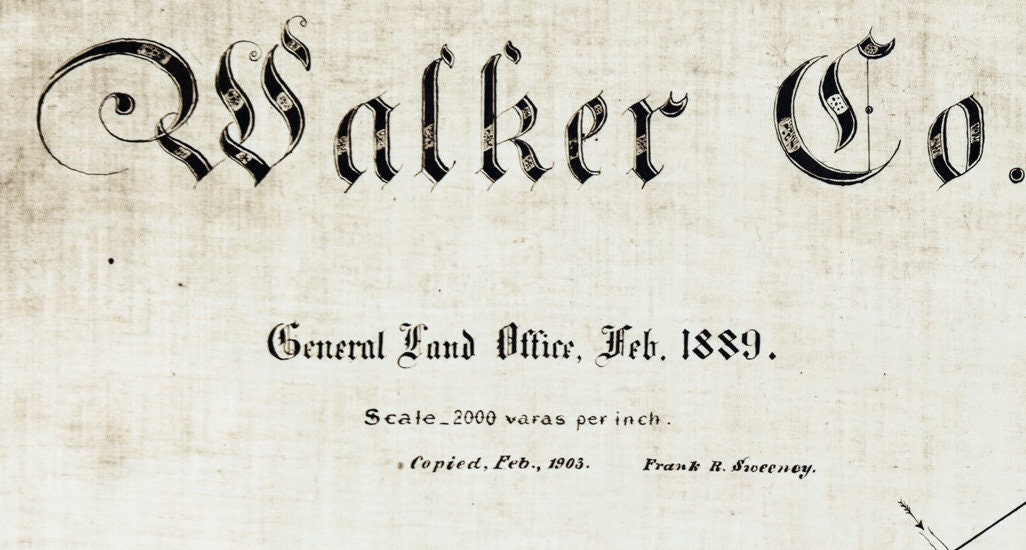 1903 Farm Line Map of Walker County Texas Huntsville
