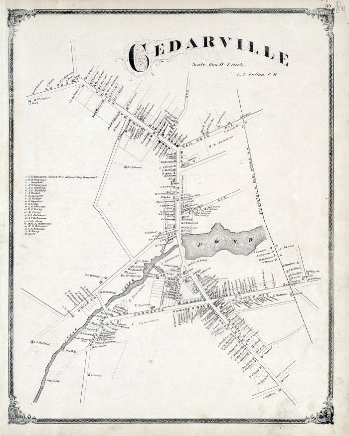 1876 Map of Cedarville Cumberland County New Jersey