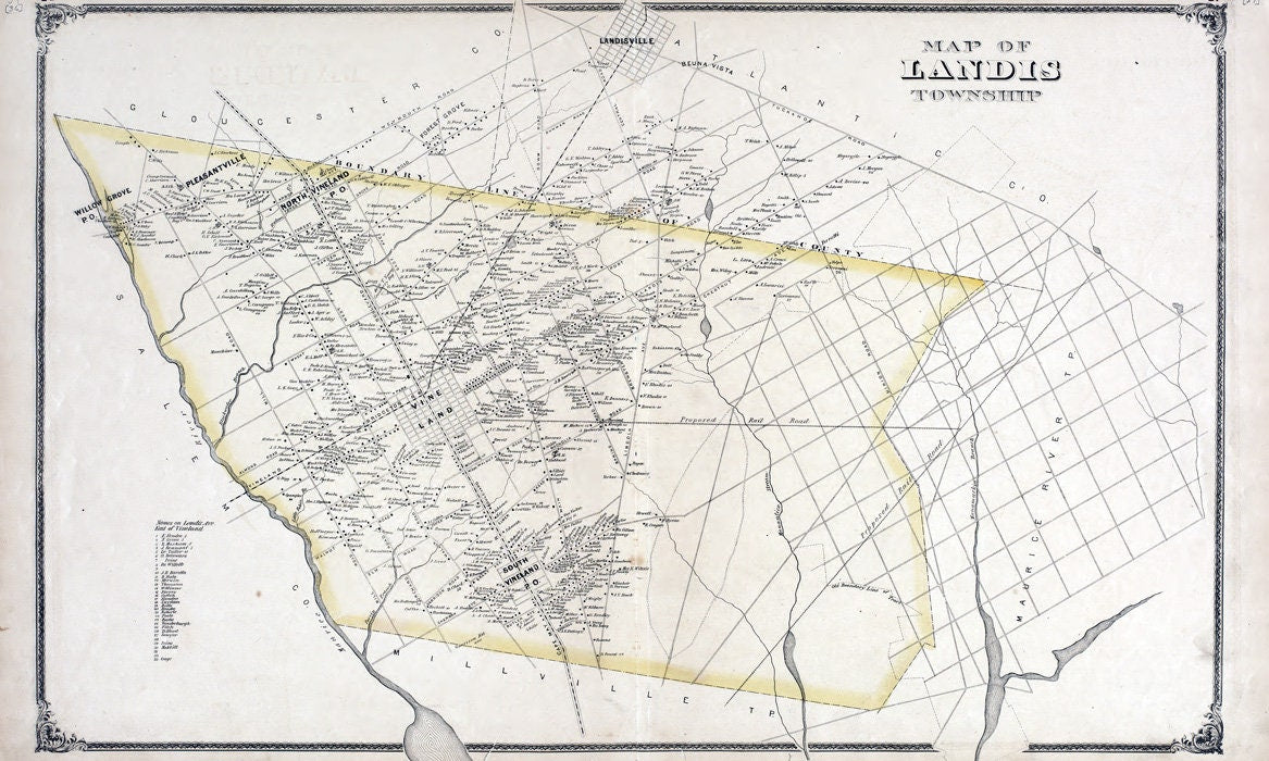 1876 Map of Landis Township Cumberland County New Jersey