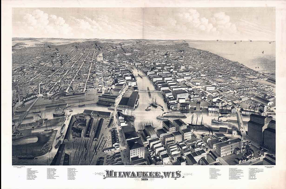 1879 Panoramic Map of Milwaukee Wisconsin