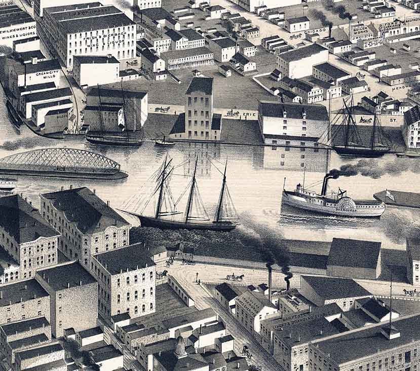 1879 Panoramic Map of Milwaukee Wisconsin