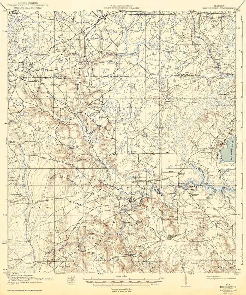 1891 Topo Map of Middleburg Quad Florida - Jacksonville