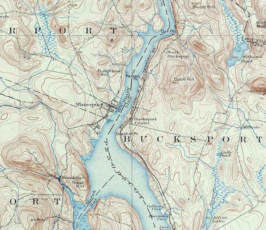1900 Topo Map of Bucksport Maine Quad