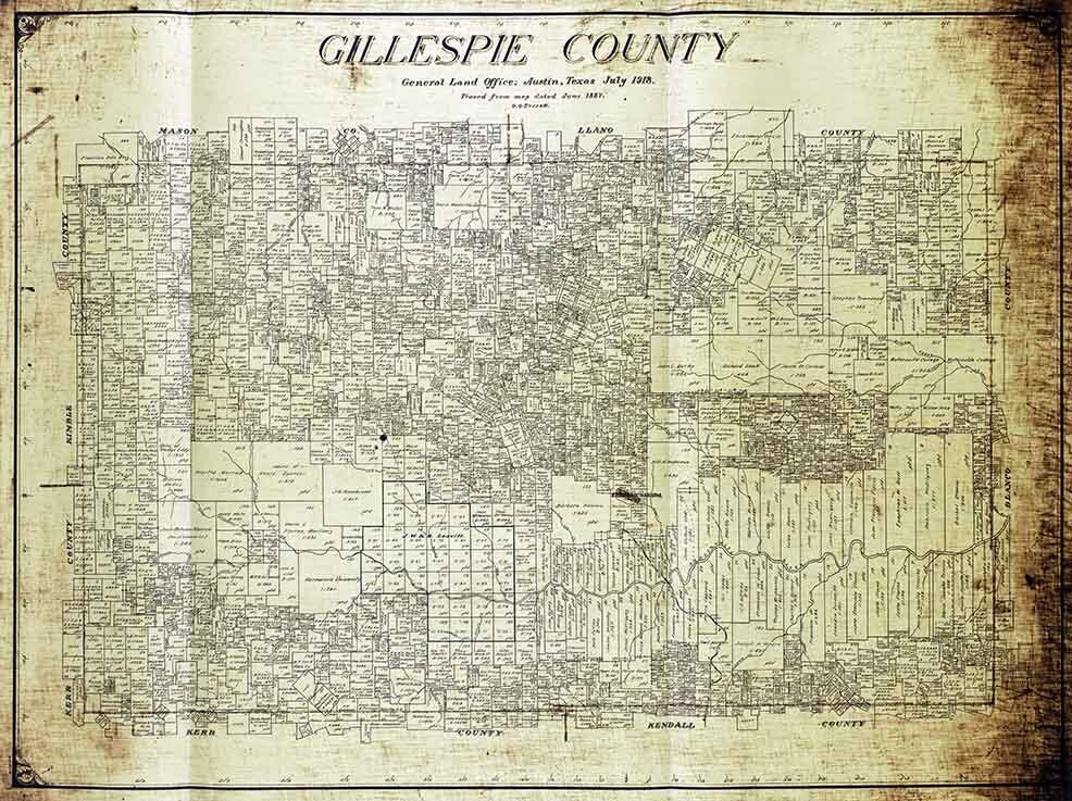 1918 Farm Line Map of Gillespie County Texas