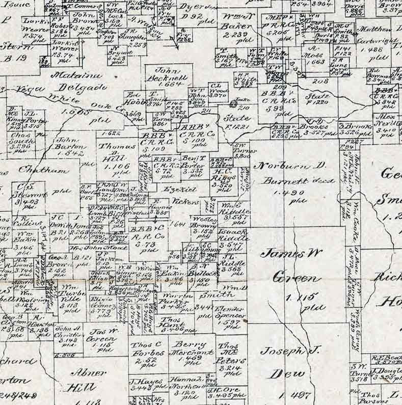 1880 Farm Line Map of Titus County Texas