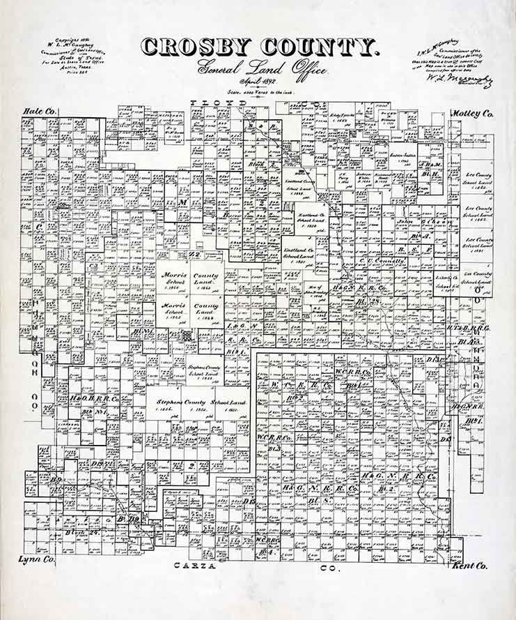 1892 Farm Line Map of Crosby County Texas