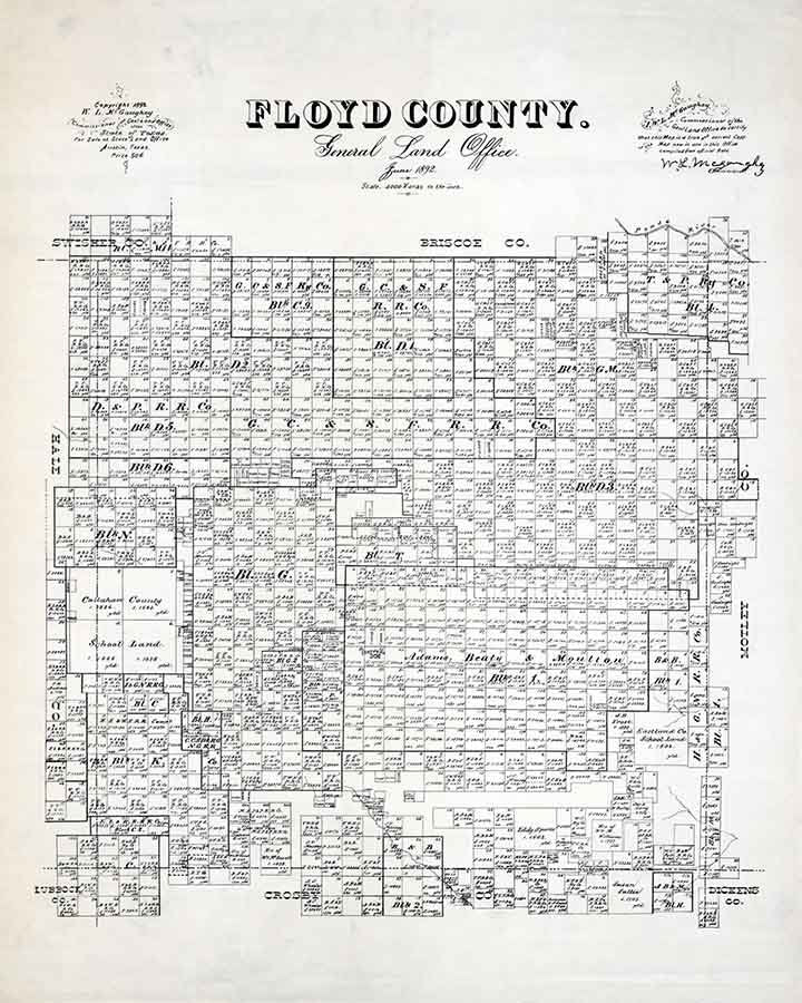 1892 Farm Line Map of Floyd County Texas