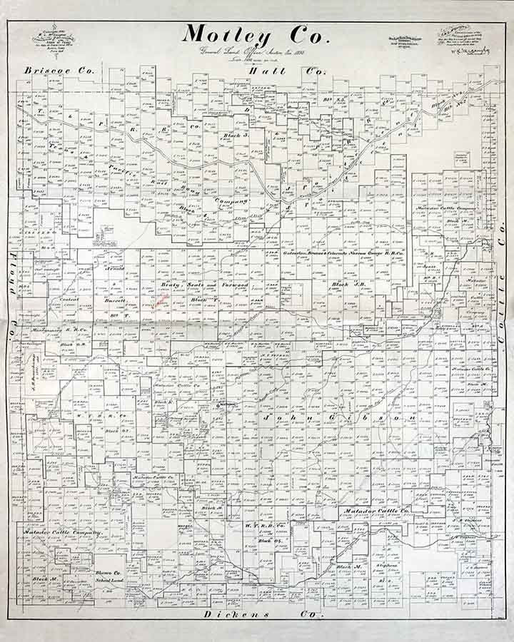1893 Farm Line Map of Motley County Texas