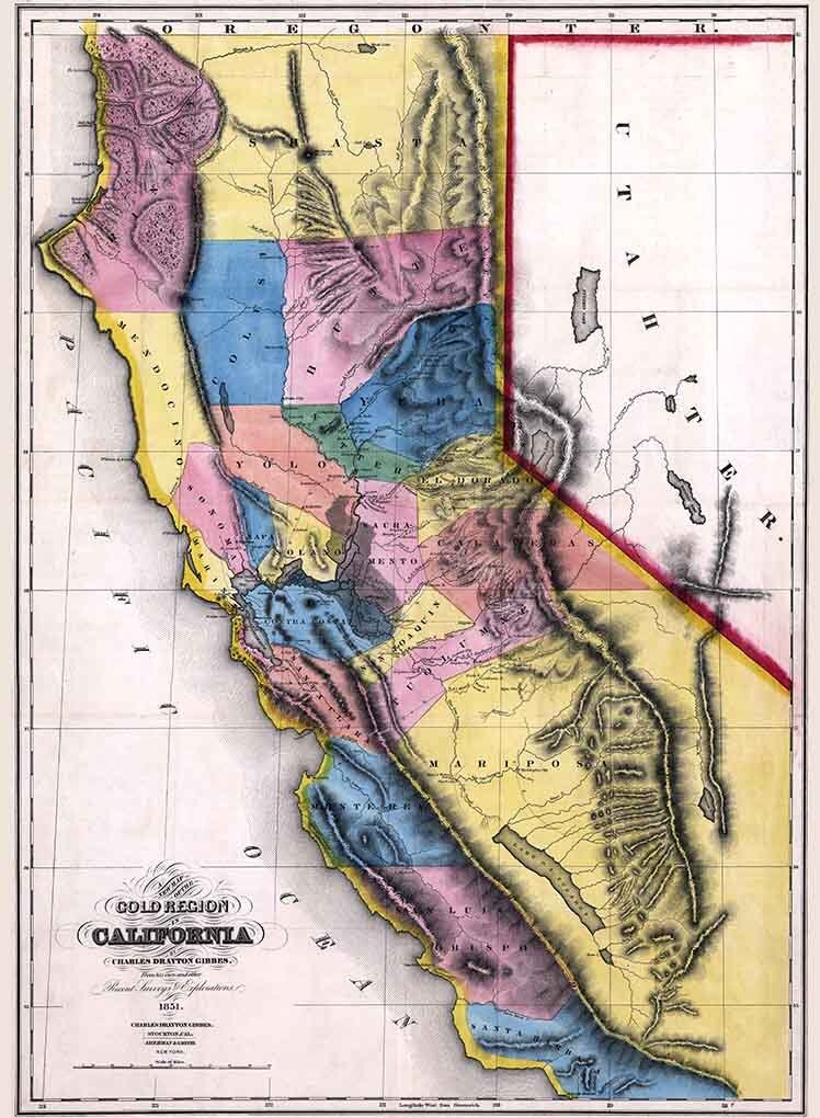 1851 Map of the Gold Region in California