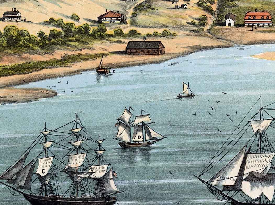 1884 Panoramic map of San Francisco Before the Discovery of Gold California