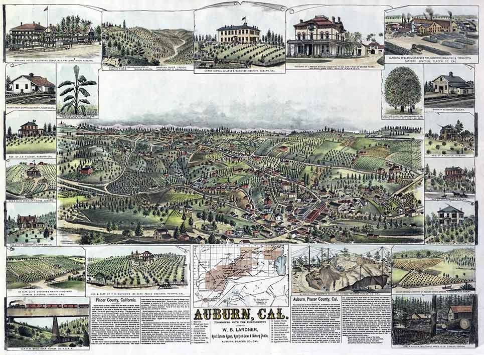 1887 Panoramic Map of Auburn California