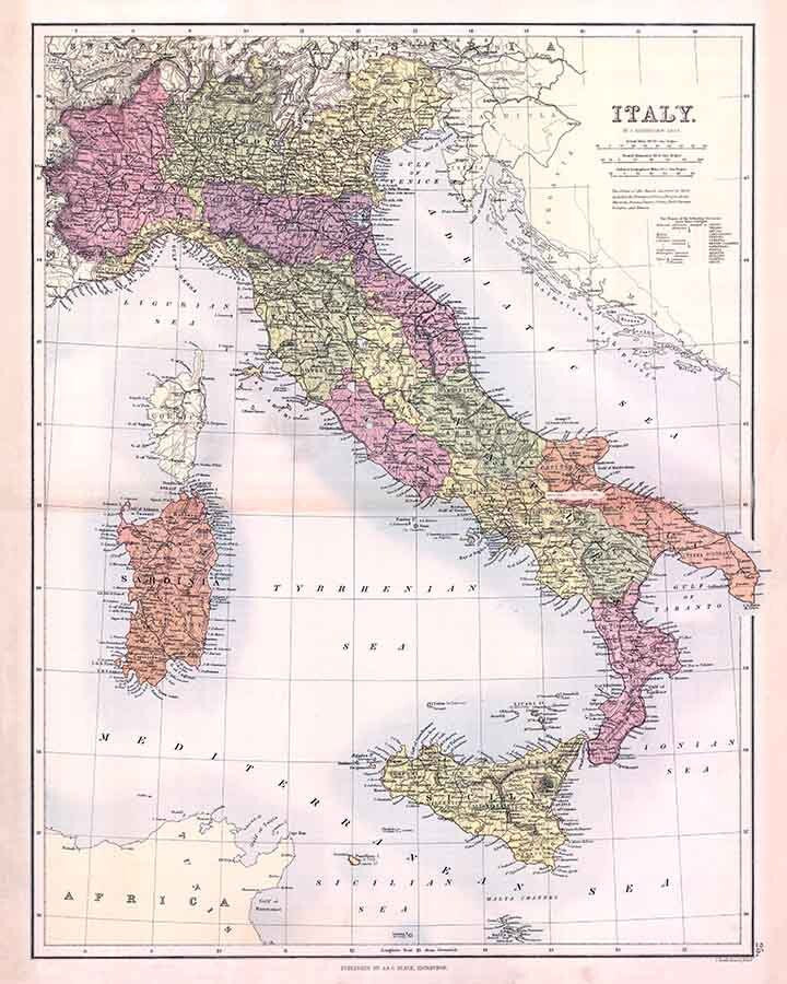 1890 Map of Italy