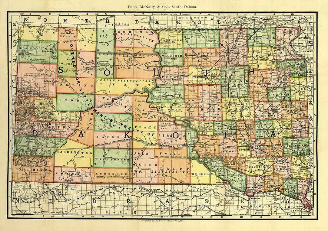 1892 Map of South Dakota