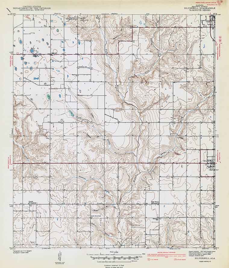 1940 Topo Map of Silverhill Alabama Quadrangle