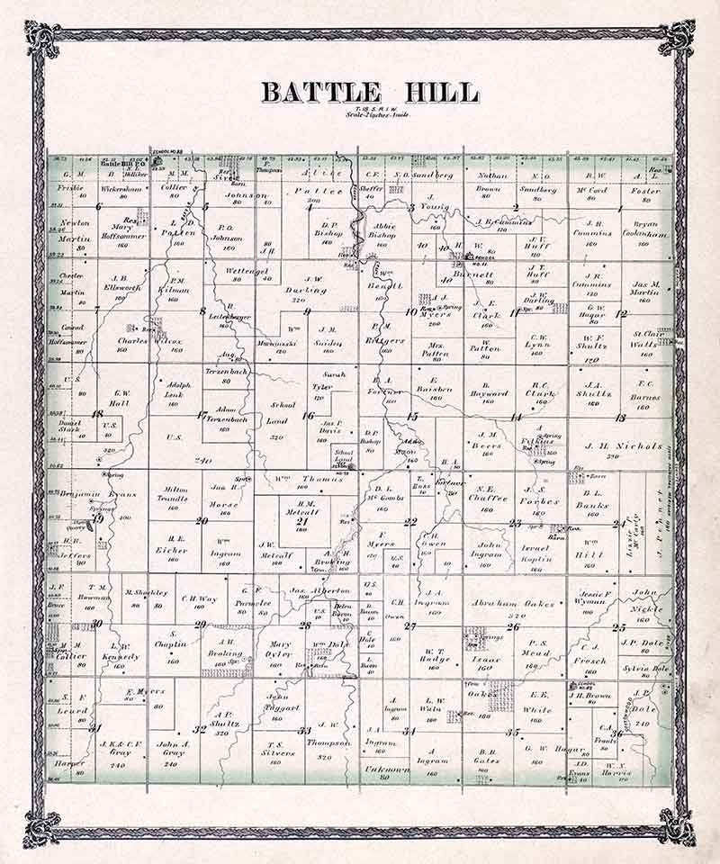 1884 Map of Battle Hill Township McPherson County Kansas