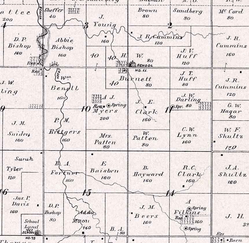 1884 Map of Battle Hill Township McPherson County Kansas