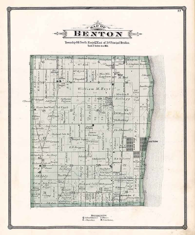 1885 Map of Benton Township Lake County Illinois