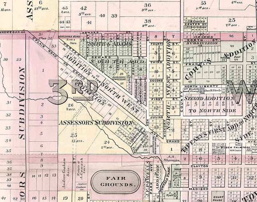 1885 Map of Waukegan Lake County Illinois