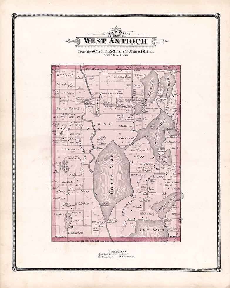 1885 Map of West Antioch Township Lake County Illinois