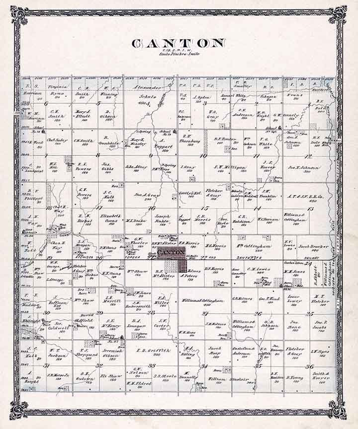 1884 Map of Canton Township McPherson County Kansas