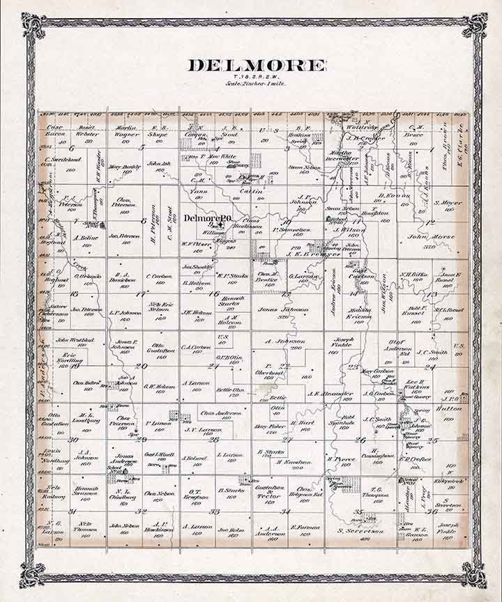 1884 Map of Delmore Township McPherson County Kansas