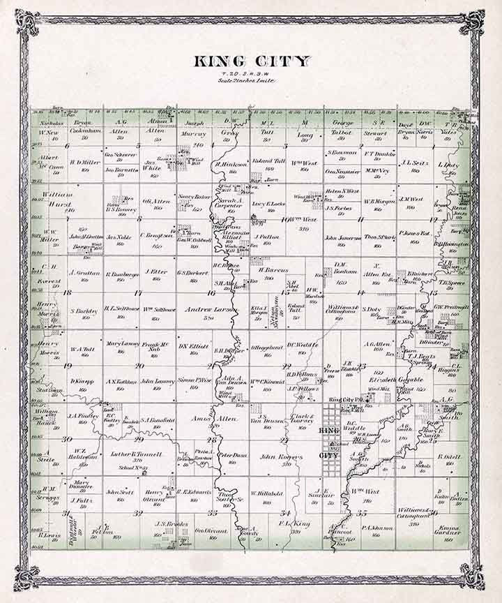 1884 Map of King City Township McPherson County Kansas