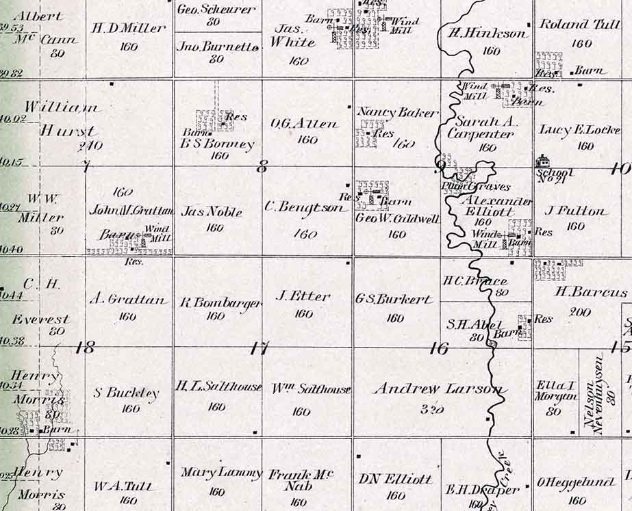 1884 Map of King City Township McPherson County Kansas