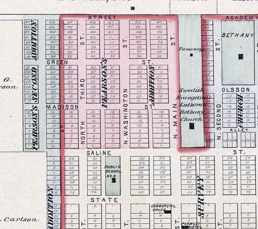 1884 Map of Lindsborg McPherson County Kansas