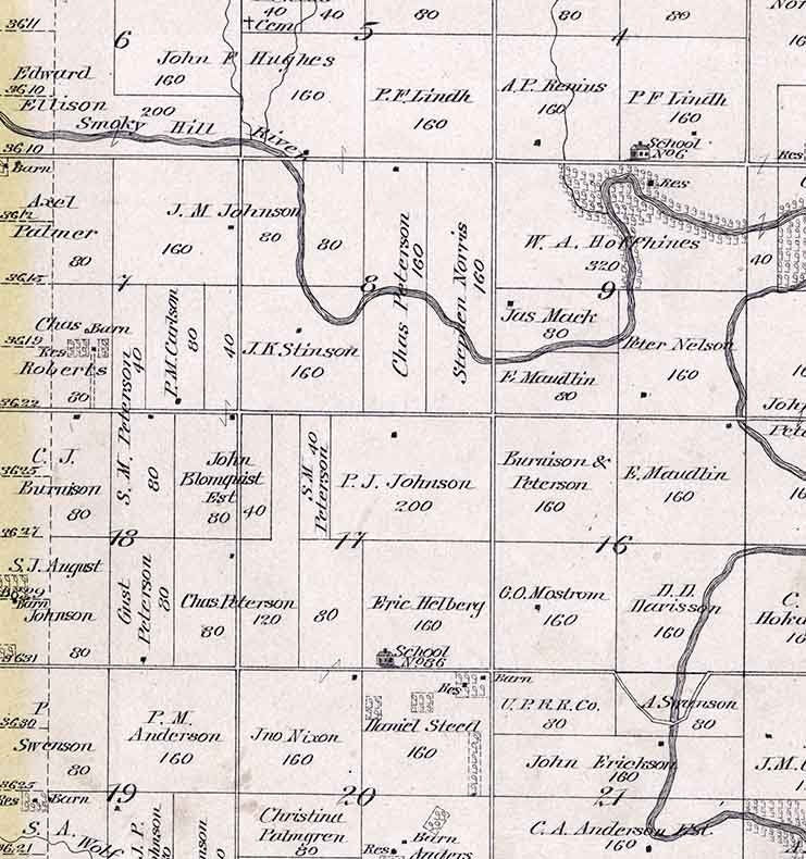 1884 Map of Sharps Creek Township McPherson County Kansas