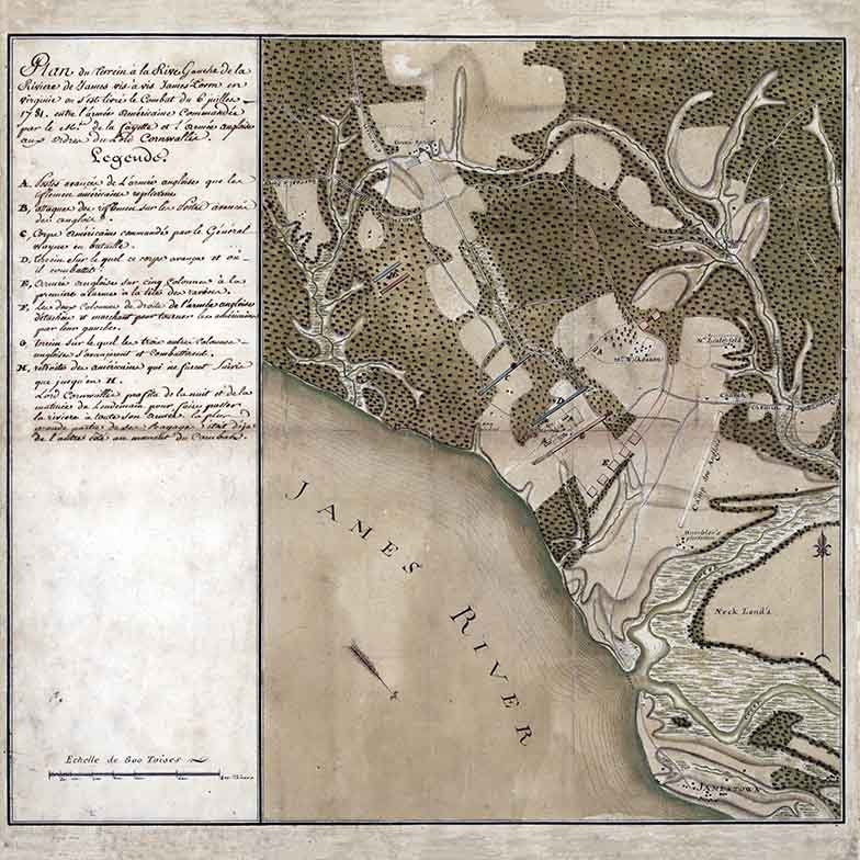 1781 Map of Jamestown Virginia Region
