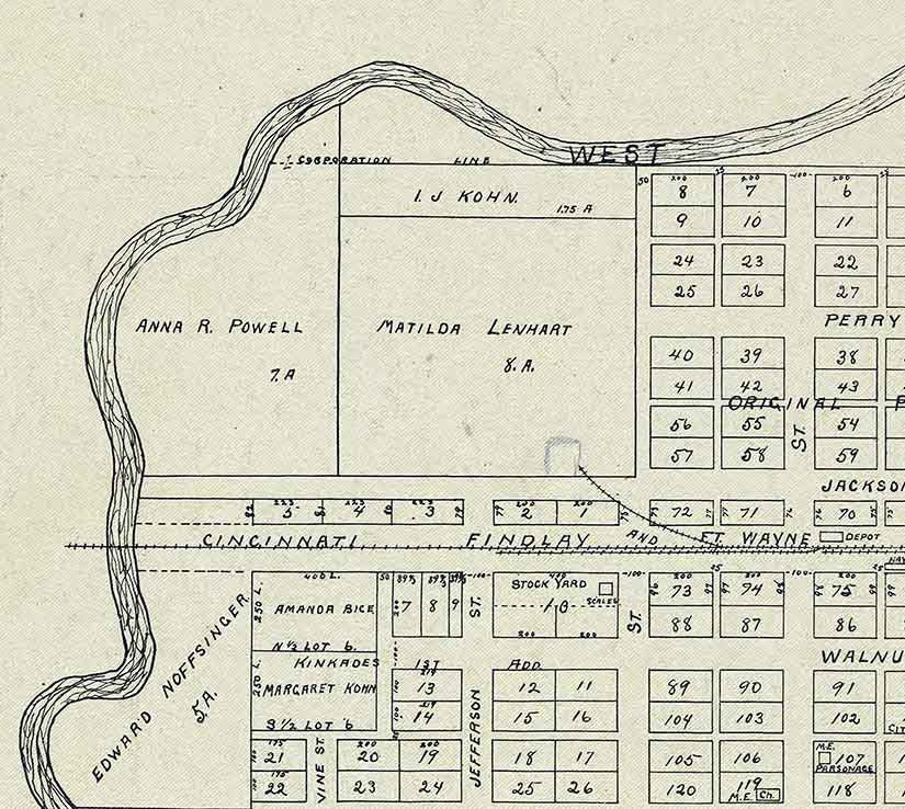 1905 Map of Gover Hill Paulding County Ohio