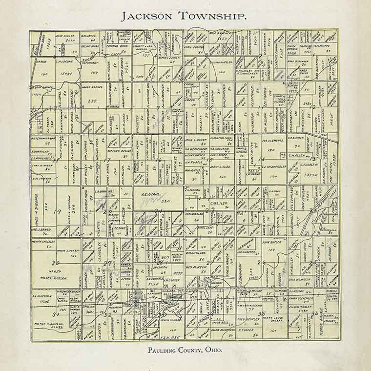 1905 Map of Jackson Township Paulding County Ohio