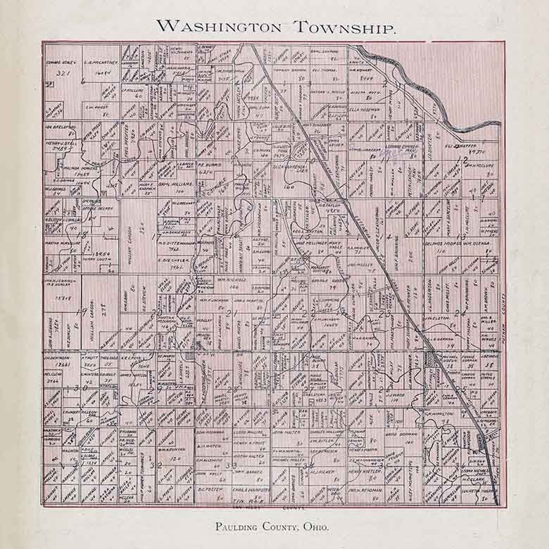 1905 Map of Washington Township Paulding County Ohio