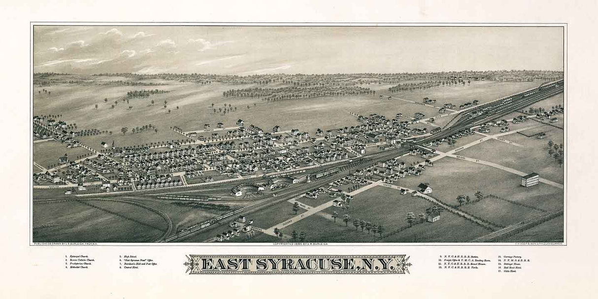 1885 Panoramic Map of East Syracuse New York