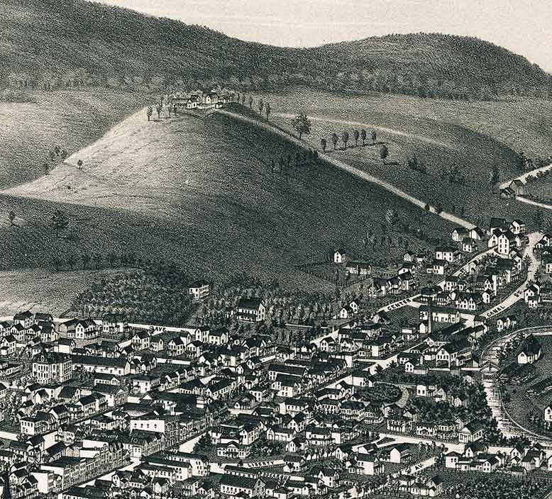 1887 Panoramic Map of Ellenville New York