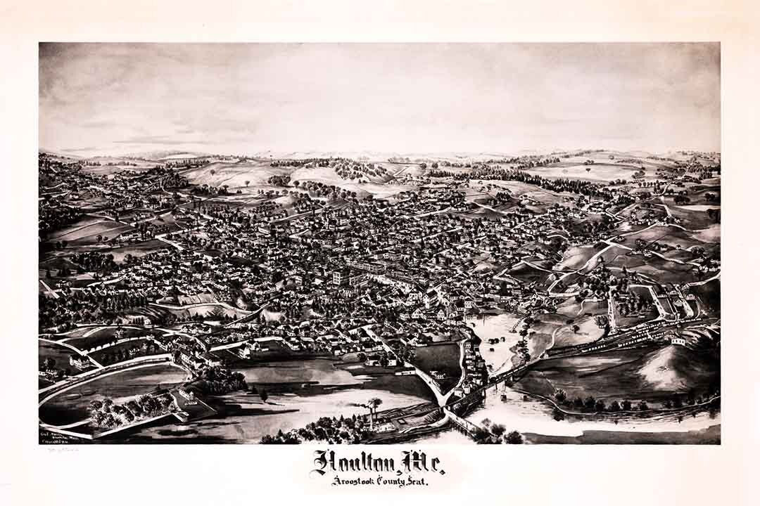 1894 Panoramic Map of Houlton Aroostook County Maine